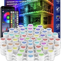 100FT Permanent Outdoor RGB Lights,Waterproof Smart LED Eaves Lights with App/Remote Control,for Christmas and All Holiday Decor,Daily and Accent Ligh