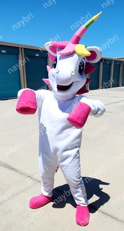 White Pink Unicorn Mascot Costume Birthday Halloween