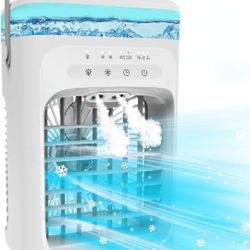 Portable Air Conditioner, Evaporative Mini Portable AC Unit with 3 Speeds & 2 Mist, 180° Oscillating, 7 Color Lights 2-4H Timer, Small Cooling Fan