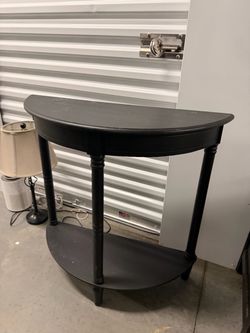 Black Demilune Console Table with Lower Shelf