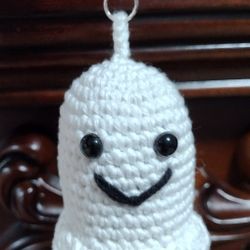 Handmade Crochet Glow In The Dark Ghost Keychain 