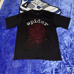 Spider shirt rine stones red and black