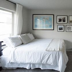 Minimal Black Queen Bed frame And Mattress 