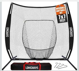 7x7ft Baseball Softball Net with Steel Frame for Batting, Hitting, Pitching
