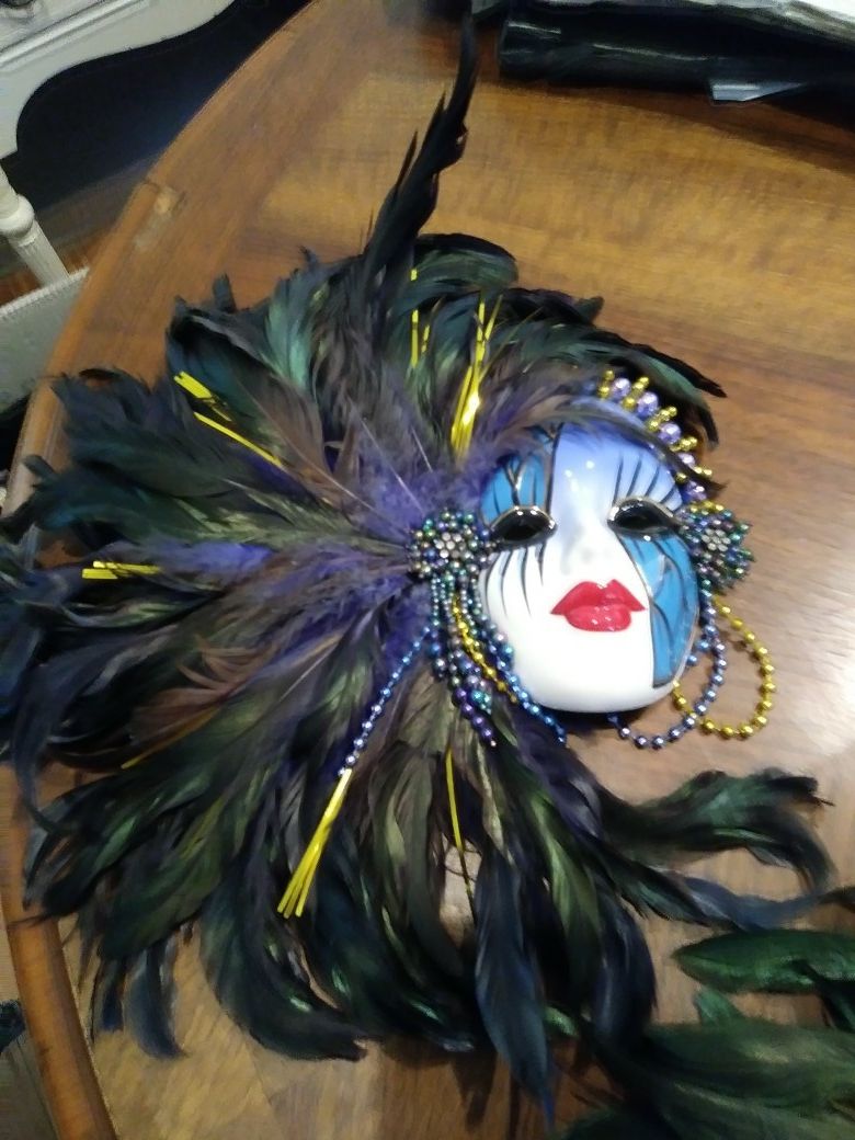 Ceramic Mardi Gras wall masks