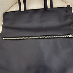 **COACH NAVY LEATHER BAG - LARGE - IN VERY GOOD CONDITION - 15 BY 16 **