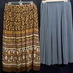 Lot Of 2 Skirts Alfred Dunner Patterned Petite 12 And Blue Regular 14