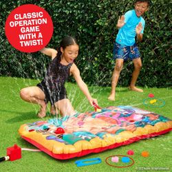 New in box INCLUDES 1 Inflatable Sprinkler Mat 2 Lifesaver Rings 2 Tongs 10 Foam Ailments 1 Repair Patch Instruction Manual