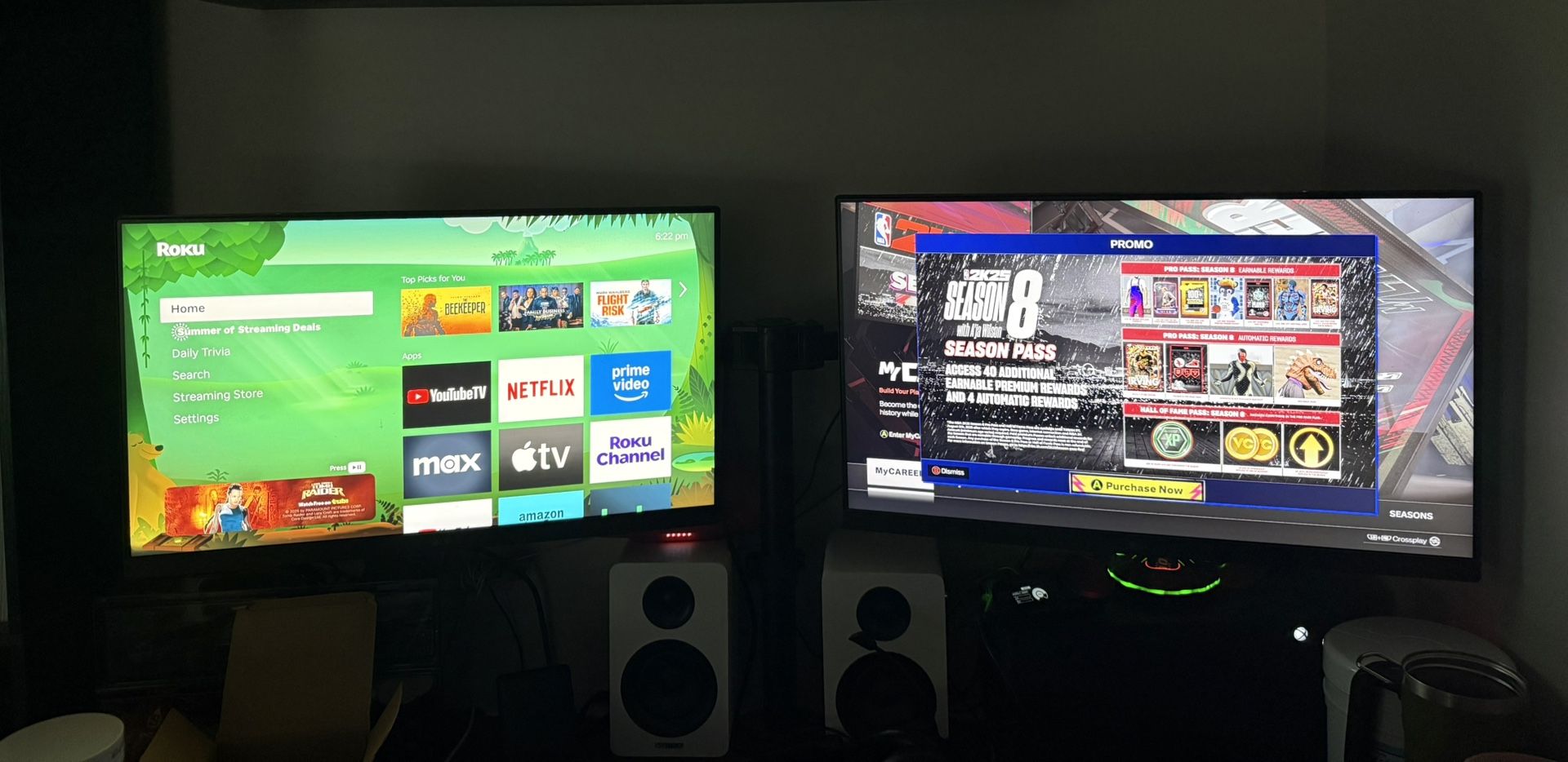 2 - 24” LG Ultra gear Gaming Monitors And Dual Mount