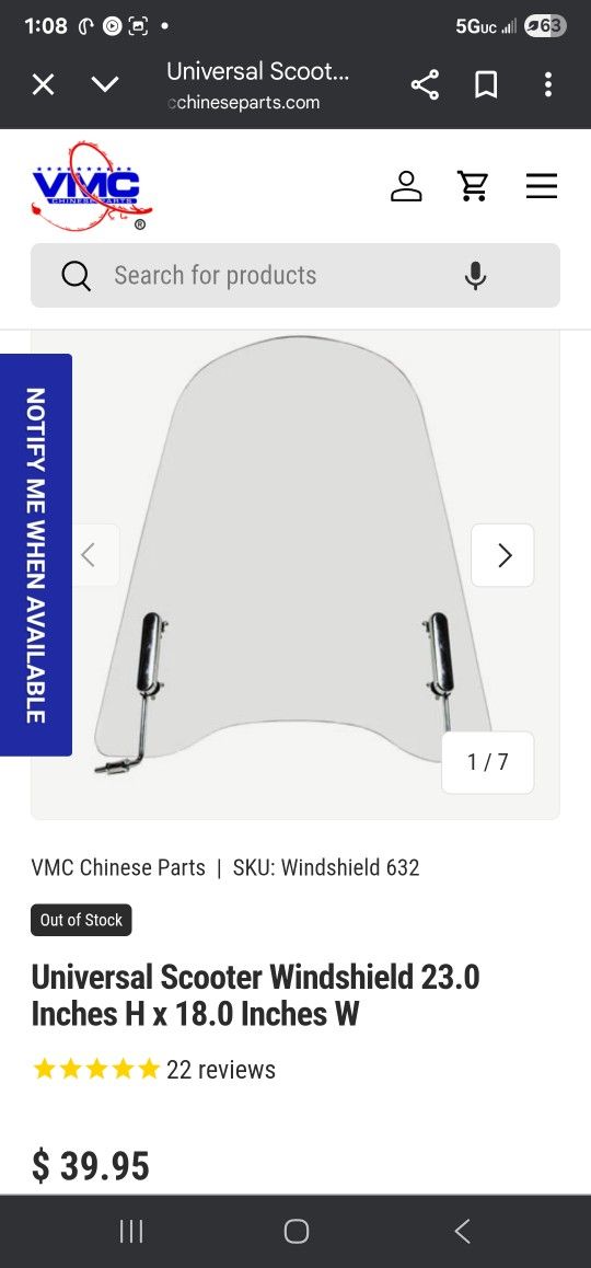 Universal Scooter Windshield 