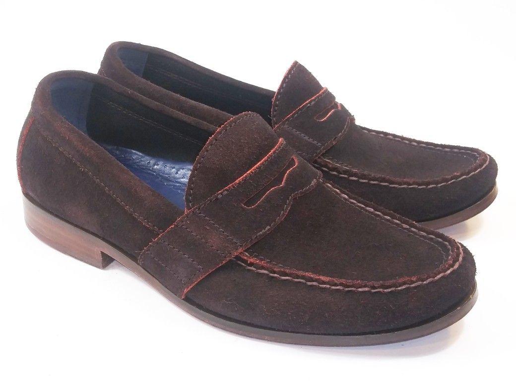 COLE HAAN Men's Shoes Brown Suede Penny Loafers 8M Msrp $150