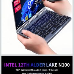 8 Inch 2-in-1 Mini Laptop,HD Rotatable Touch Screen Support Handwriting Windows 11 Pro Small Laptop,Intel N100,12GB RAM, 1TB SSD,Wi-Fi 6, BT 5.2,2 MP 