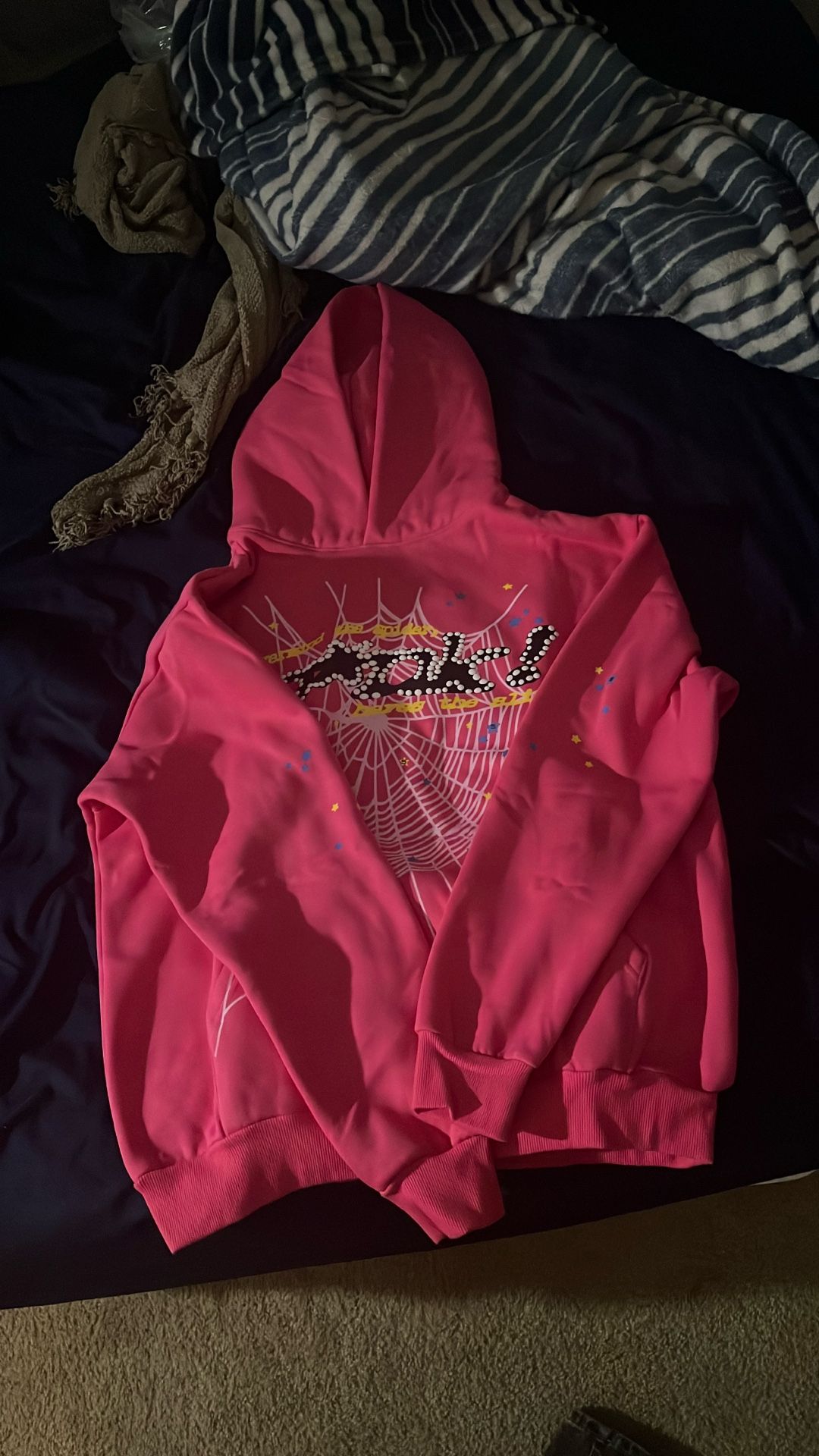 Pink Sp5der Hoodie Large