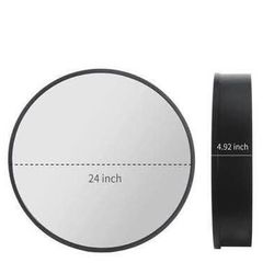New Round 24 Inch x 24 Inch Black Metal Framed Bathroom Mirror Medicine Cabinet