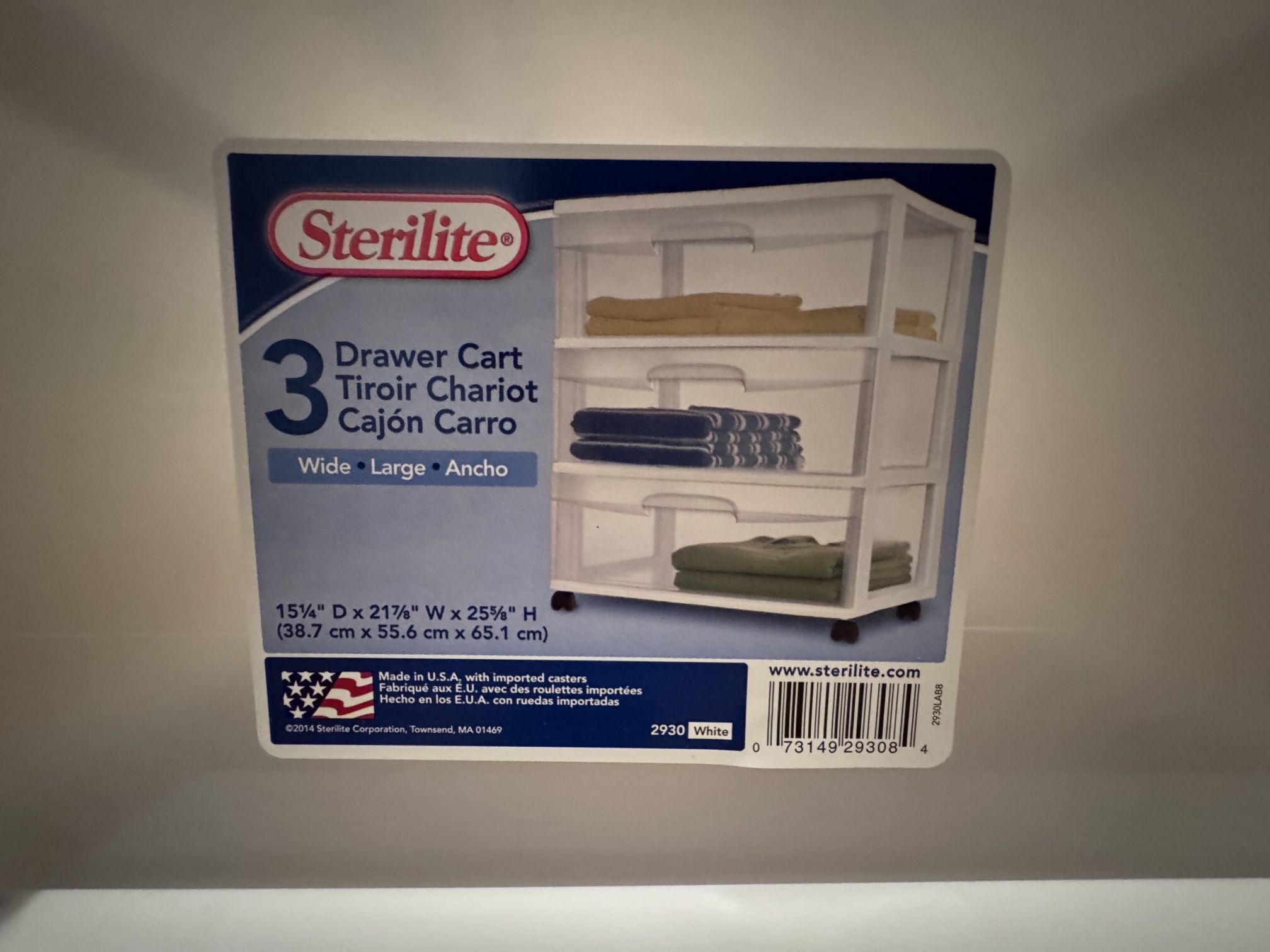 Sterilite 3 Drawer Cart White with Wheels