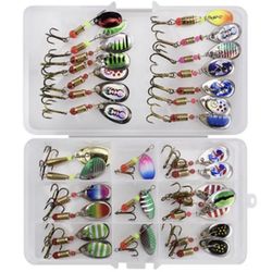 30 PCS Spinner Bait, Rooster Tail, Trout, Bass Metal Lure, Crappie, Panfish Lure