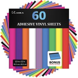 Permanent Vinyl Sheets - 53 Sheets, 12" x 12", with Squeegee