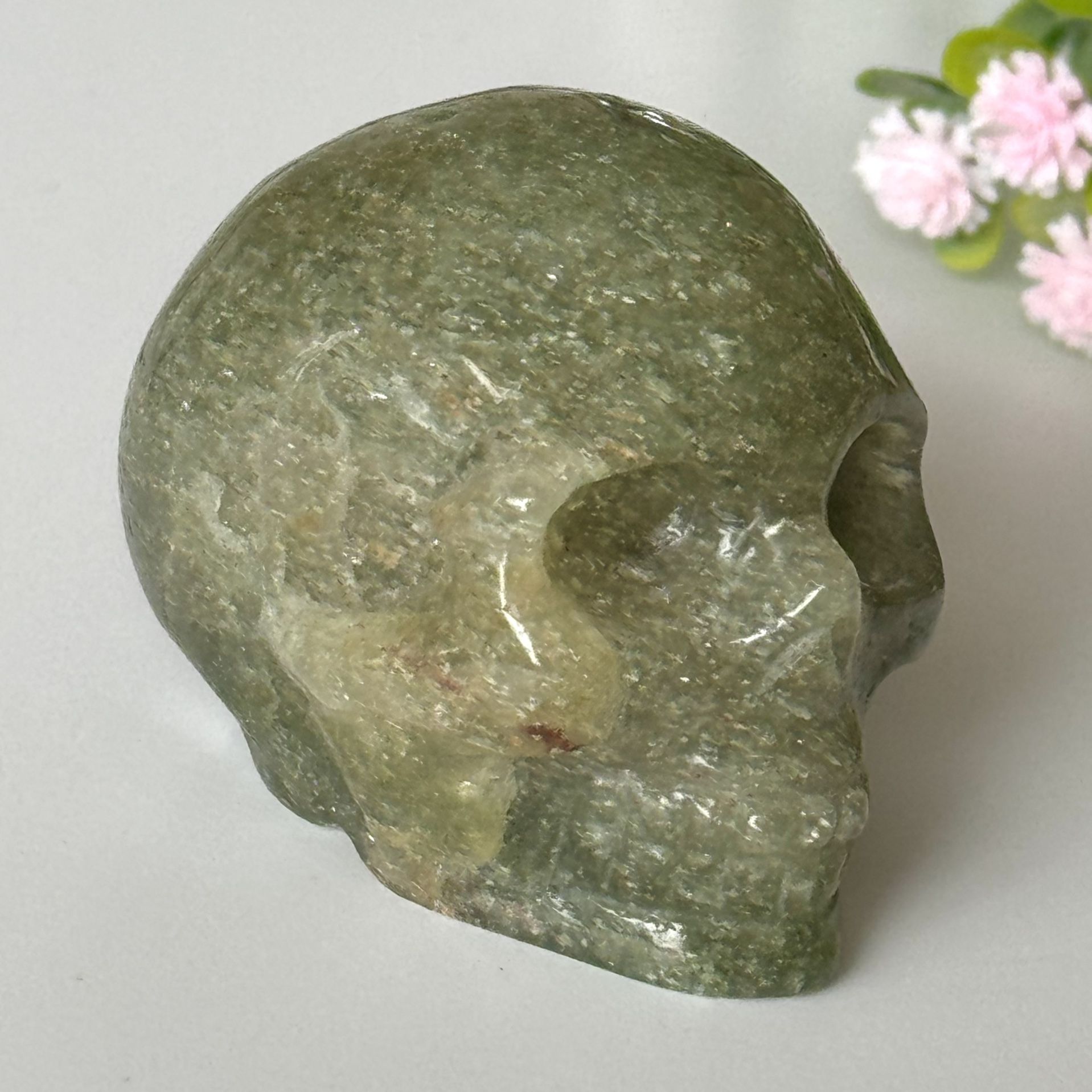 Green Strawberry Quartz Skull