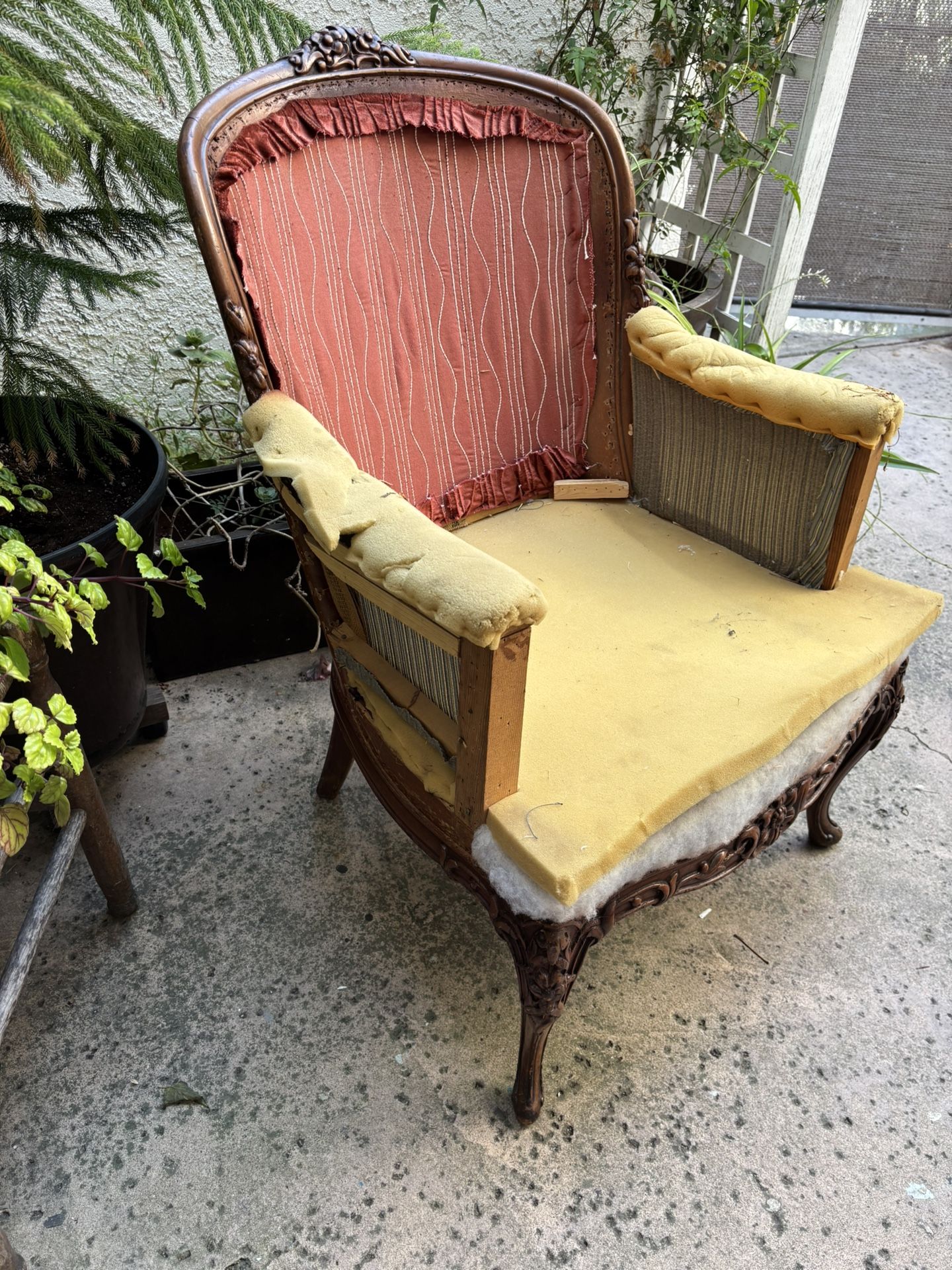Antique Arm Chair Project And Vintage Brass Candelabra 
