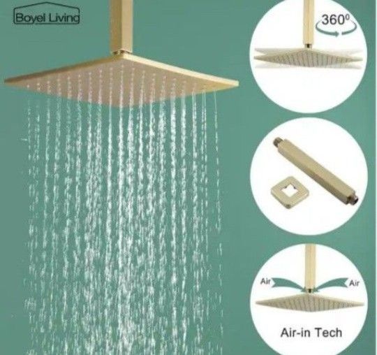 Luxury Concealed Sturdy Shower System In Brushed Gold
