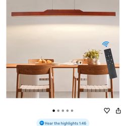 NEW in box Linear Chandelier,Wood Pendant Light Fixtures for Dining Room,Modern Dimmable With Remote