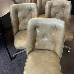 7 Vintage Rolling Chairs Antique Camel $125