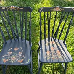 Pair Of Vintage Handpainted Chairs