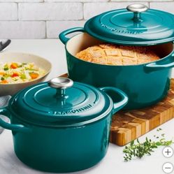 Enameled Cast Iron Dutch Oven 2 Pack 