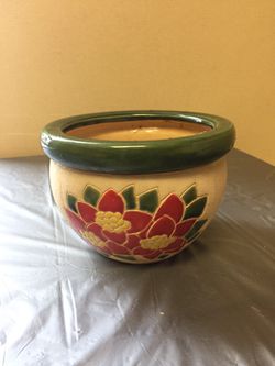 Ceramic Poinsettia flower pot, 6x5inches