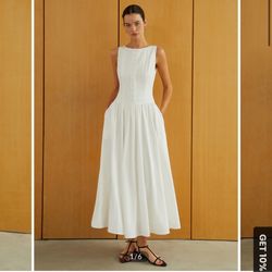 Button Front Maxi Dress In White 