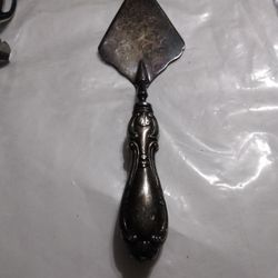 Sterling Silver Handle With Siilver Plated Blade Cake Cutter Lent 11 1/2 Used