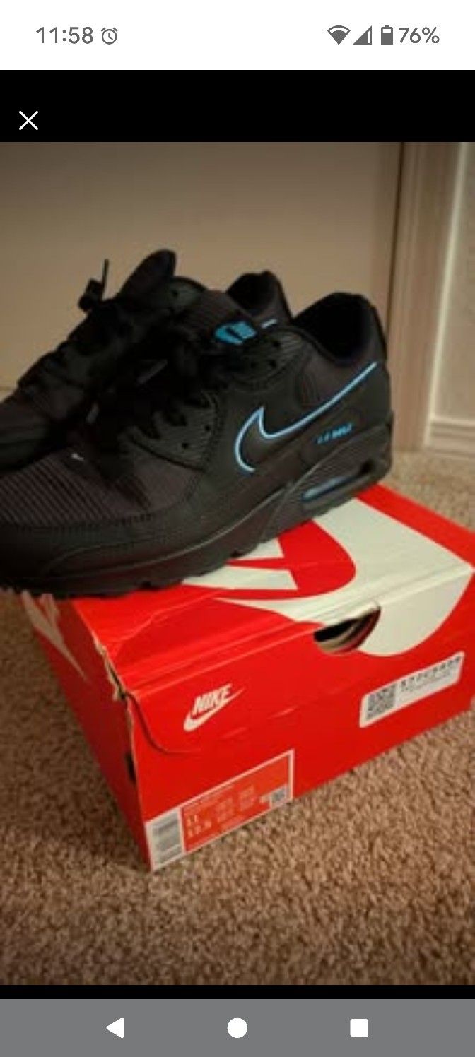 Nike Air max 90 Black University Blue SZ 11 ( FJ4218 - 001 )