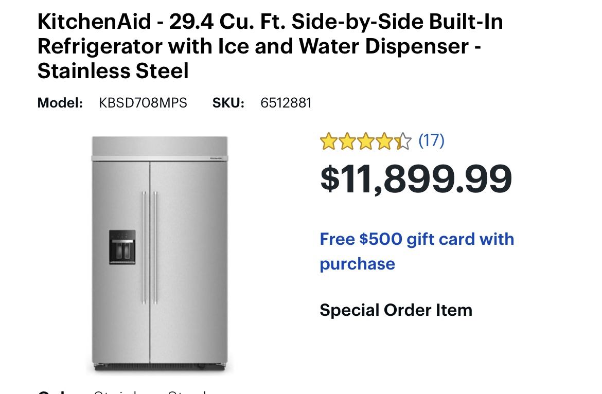 Kitchen Aid built-in refrigerator