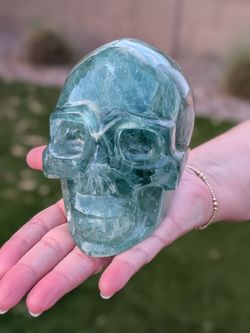 Large 3.44 lb Fluorite Crystal Skull – Beautifully Hand-Carved