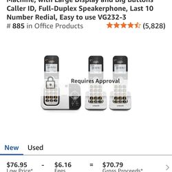 VTech 3-Handset Cordless Phone with Answering Machine, with Large Display and Bi