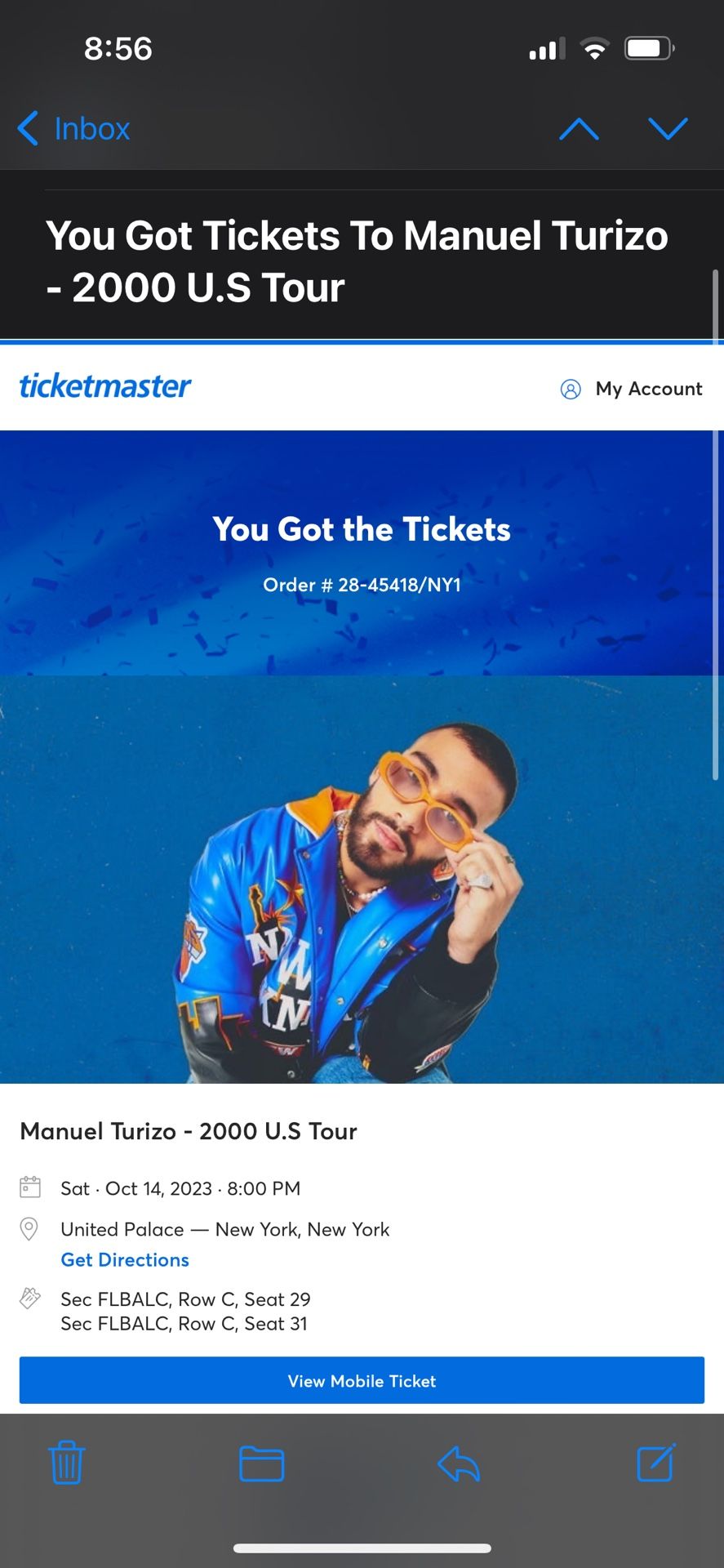 Manuel Turizo Tickets 10/14 United Palace NYC