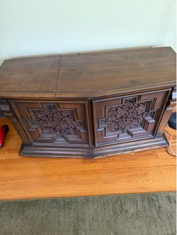 Wood console with stereo