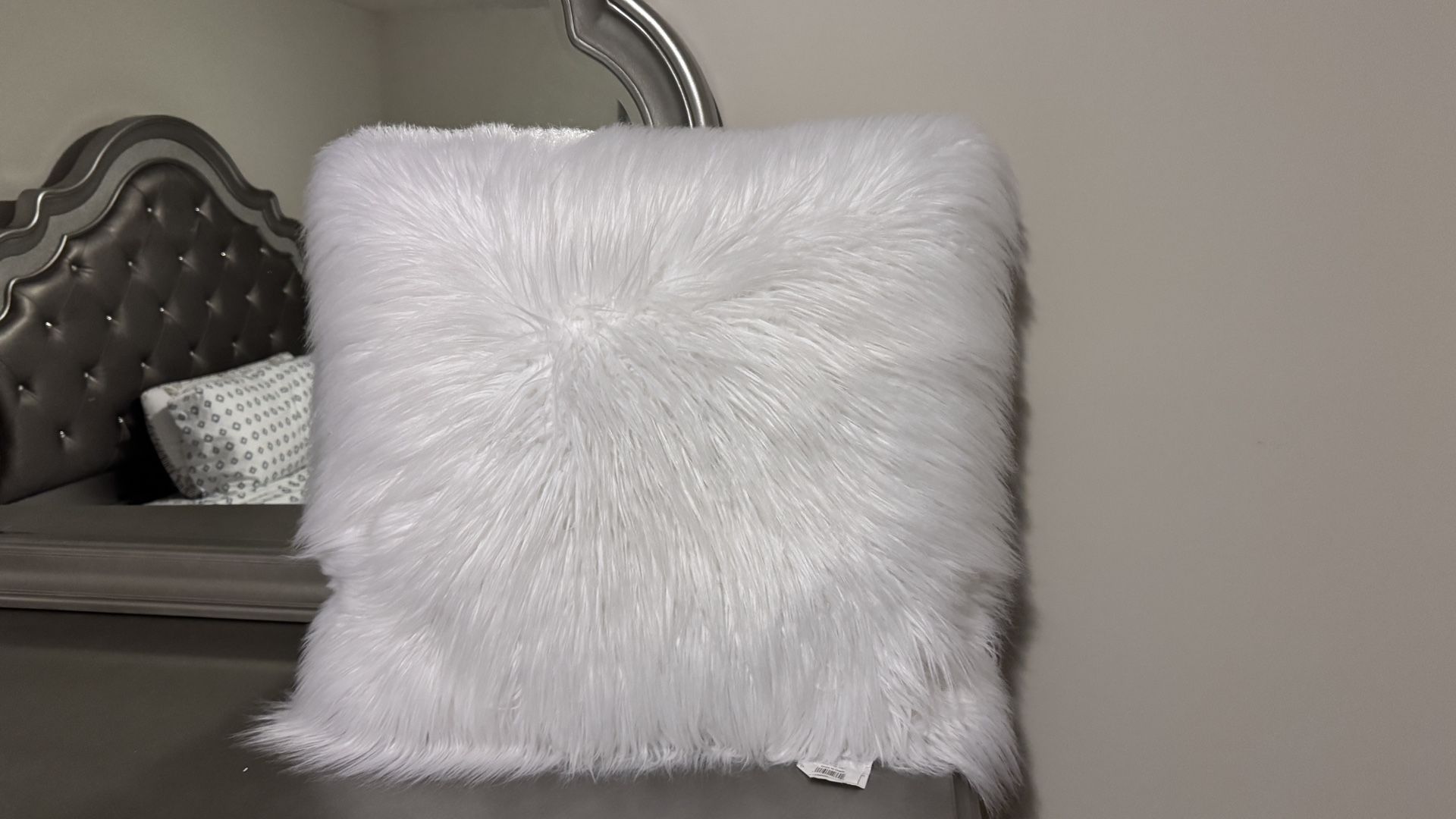 White Faux Fur Pillow Cover Decorative