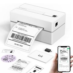 Bluetooth Thermal Shipping Label Printer, 4x6 Portable Thermal Address Label Printer for Small Business, Compatible with iPhone,Android,Windows,Mac–Wo