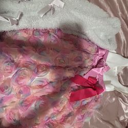 Bday Dress With bow Jacket And Dark Pink Bow 