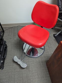 Red Leather Barber Chair Pair 