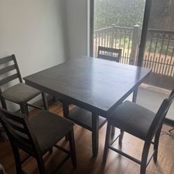JAMESON GREY 40" SQUARE KITCHEN COUNTER. W/STOOL SET FOR 4