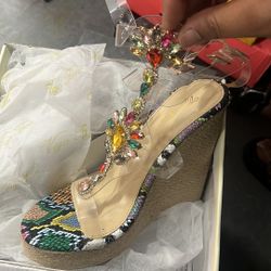 Rhinestone Wedge Espadrille Heel