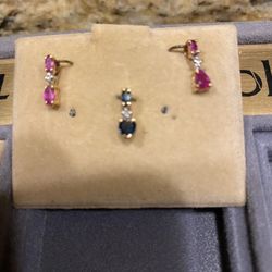 Sapphire & Diamond /Ruby & Diamond Pendant 