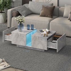 Mesa De Café Gris Led 