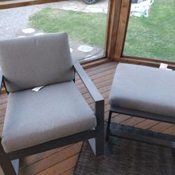 Pottery Barn Indigo Metal Outdoor Rocking Chair And Ottoman