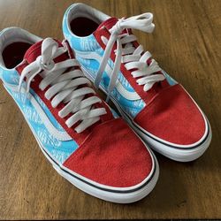 Vans Unisex Size 4 Old Skool Retro Mart Red Blue White Suede Sneakers