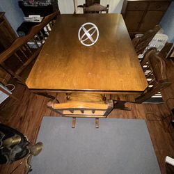 Solid Dining Table With Bench And Chairs 