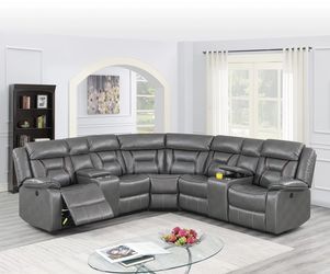 JUST IN!!! BEAUTIFUL GREY Living Room Power Reclining Sectional $10 DOWN