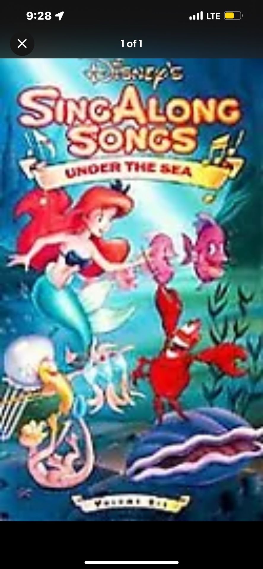Disneys Sing Along Songs - The Little Mermaid: Under the Sea (VHS, 1990)
